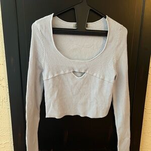 Urban Outfitters Sky Blue Ribbed Cutout Top